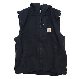 Carhartt 103837 Black Duck Hooded Vest Grunge Streetwear Utility Workwear Zip M